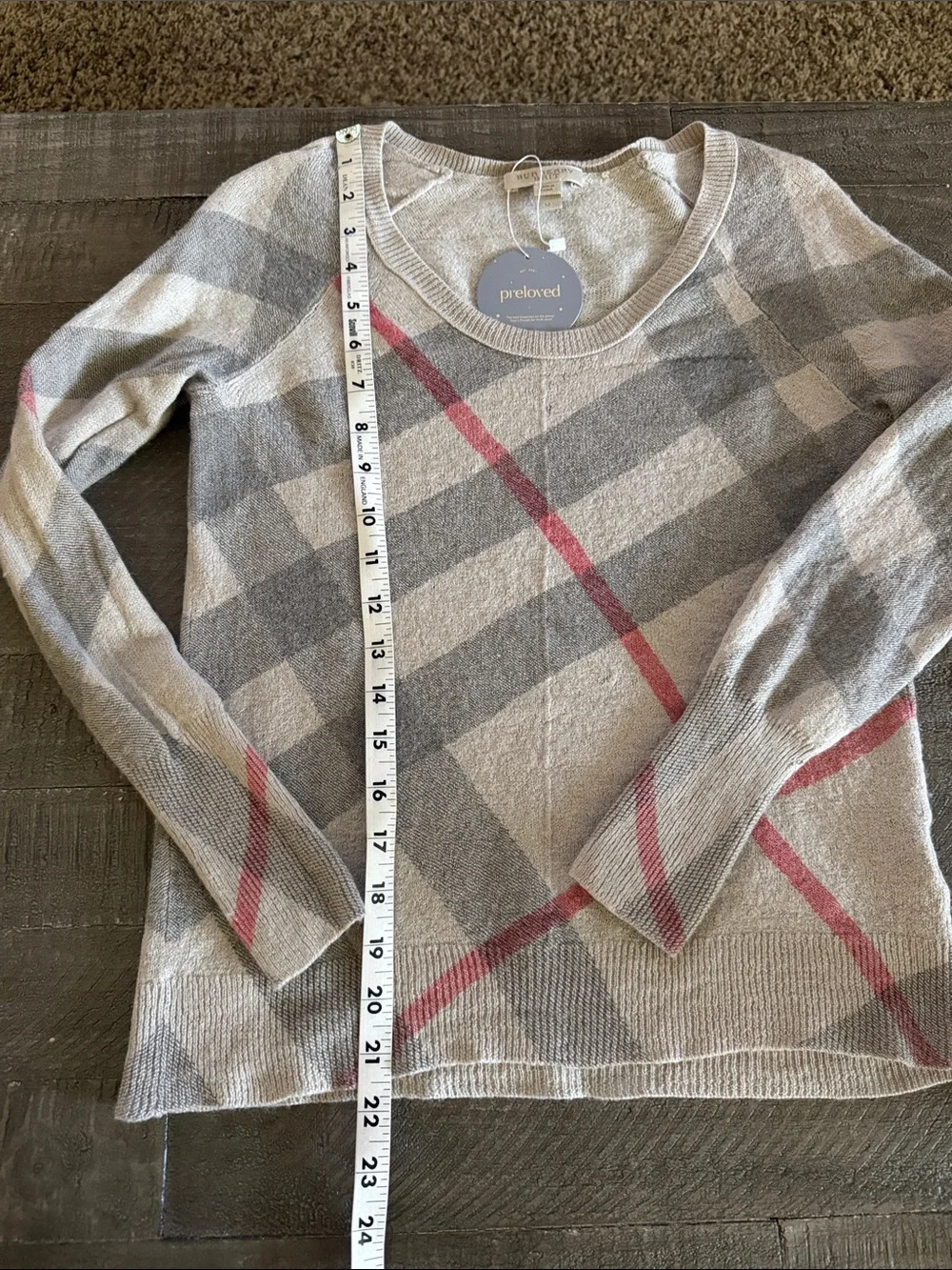 Burberry London classic check wool cashmere sweater Sz S - Picture 4 of 9